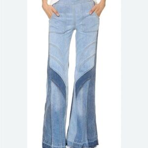 Free People Blue Flare Wide Leg Jeans
